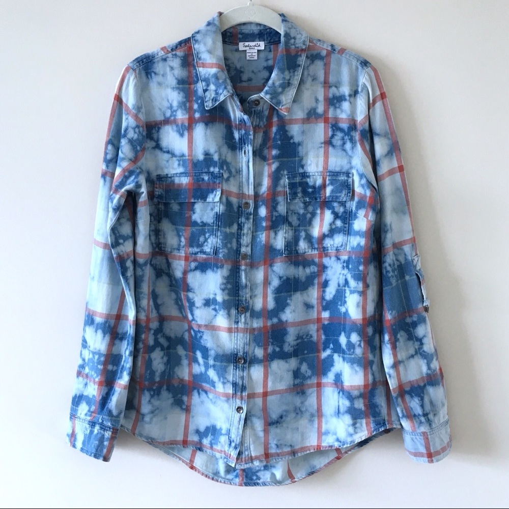 Splendid | Bleached Out Plaid Chambray Shirt